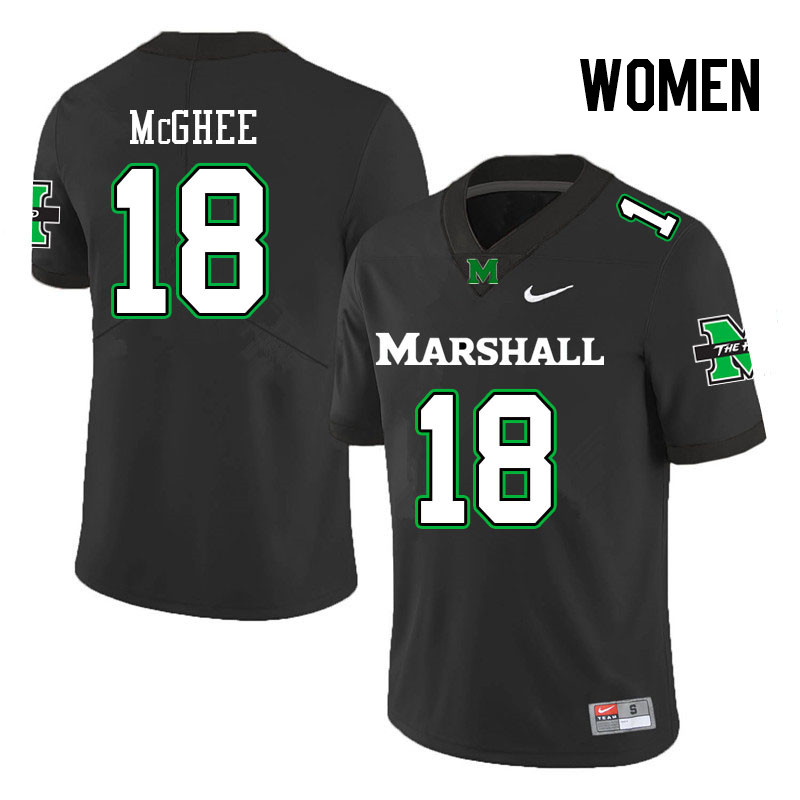 Women #18 AG McGhee Marshall Thundering Herd College Football Jerseys Stitched-Black - Click Image to Close